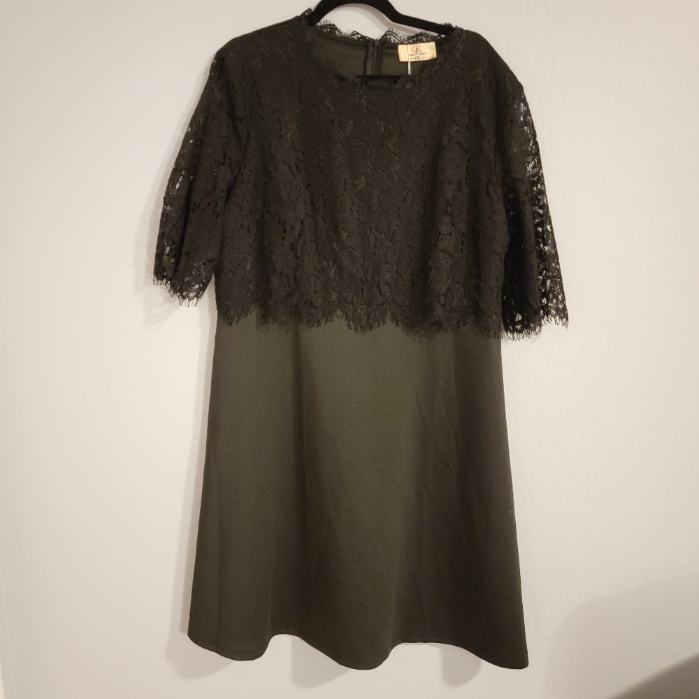 NWT Black Dress with Lace Overlay